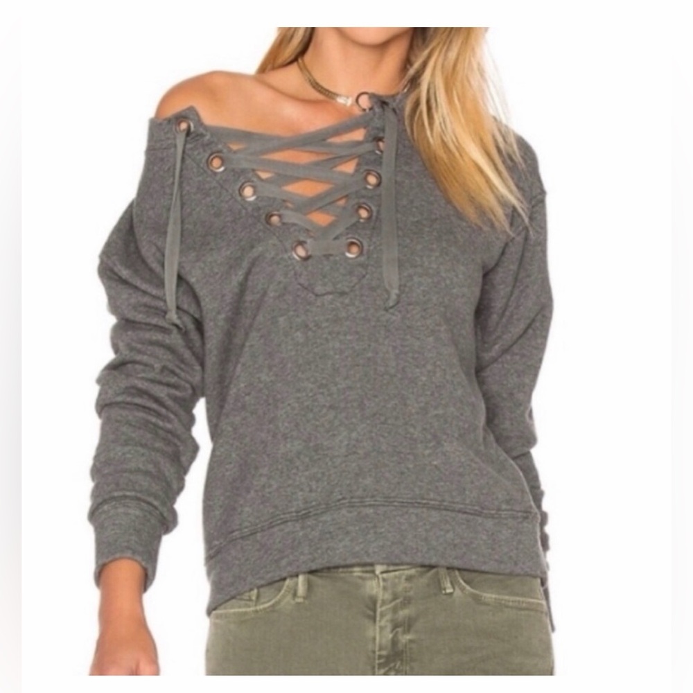✨ MOTHER “Don’t Sweat It” Lace-Up Pullover Sz M ✨